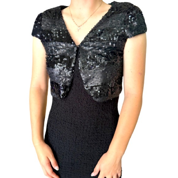Lucy Paris Black Sequins Shrug Bolero Jacket - Picture 2 of 9